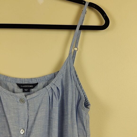 Lands' End Sleeveless Linen Waist Tie Dress Size L - Picture 4 of 11
